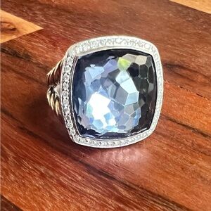 Rare David Yurman Sterling Silver Black Orchid Albion Ring With Diamonds Size 7